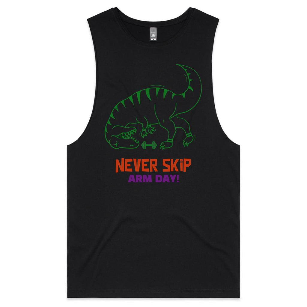 Never Skip Arm Day, T-Rex - Tank Top Tee Black Drop Arm Tank Top Fitness Printed In Australia