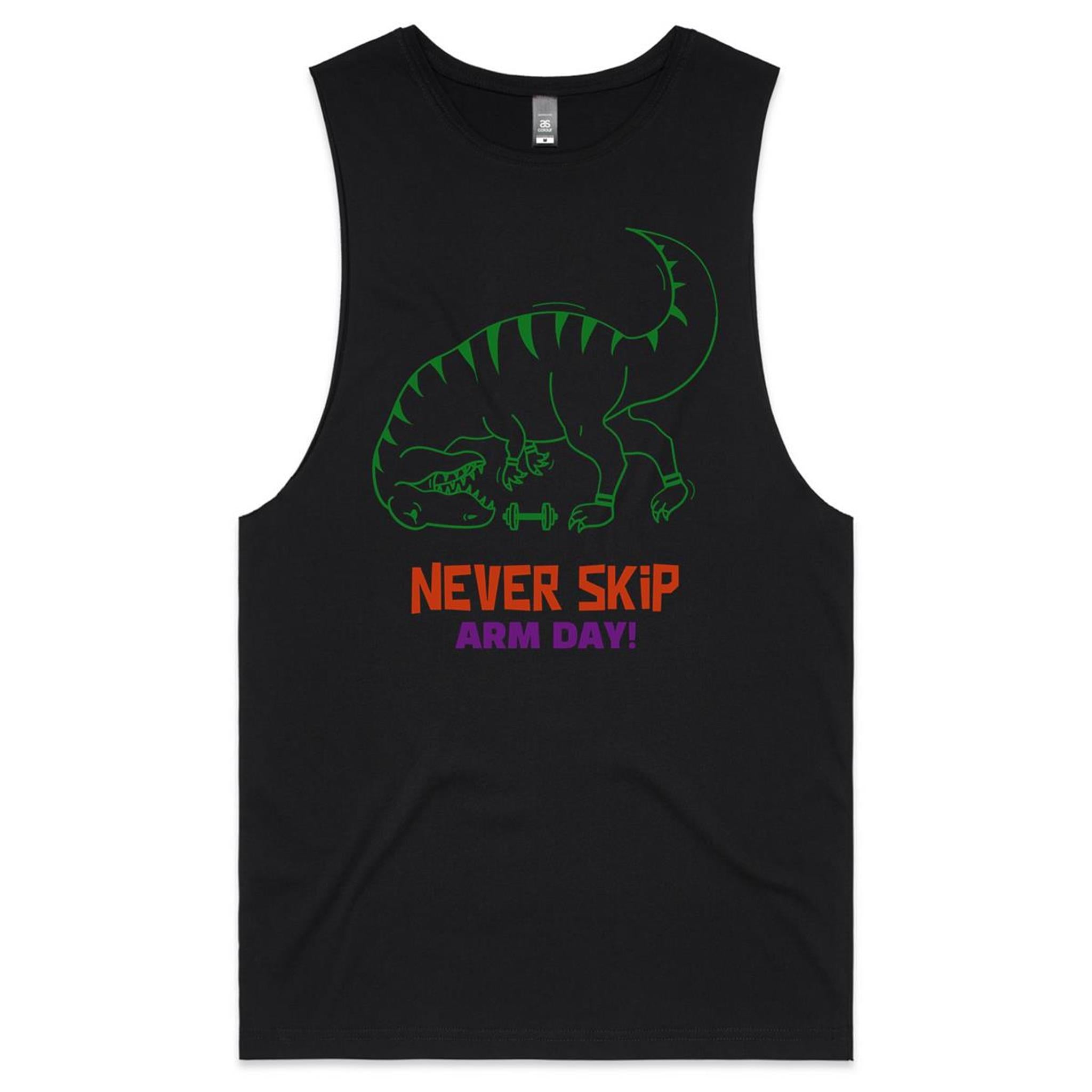 Never Skip Arm Day, T-Rex - Tank Top Tee Black Drop Arm Tank Top Fitness Printed In Australia