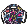 Abstract Floral Neoprene Lunch Bag/Large (Model 1669) One Size Neoprene Lunch Bag Plants Printed Offshore