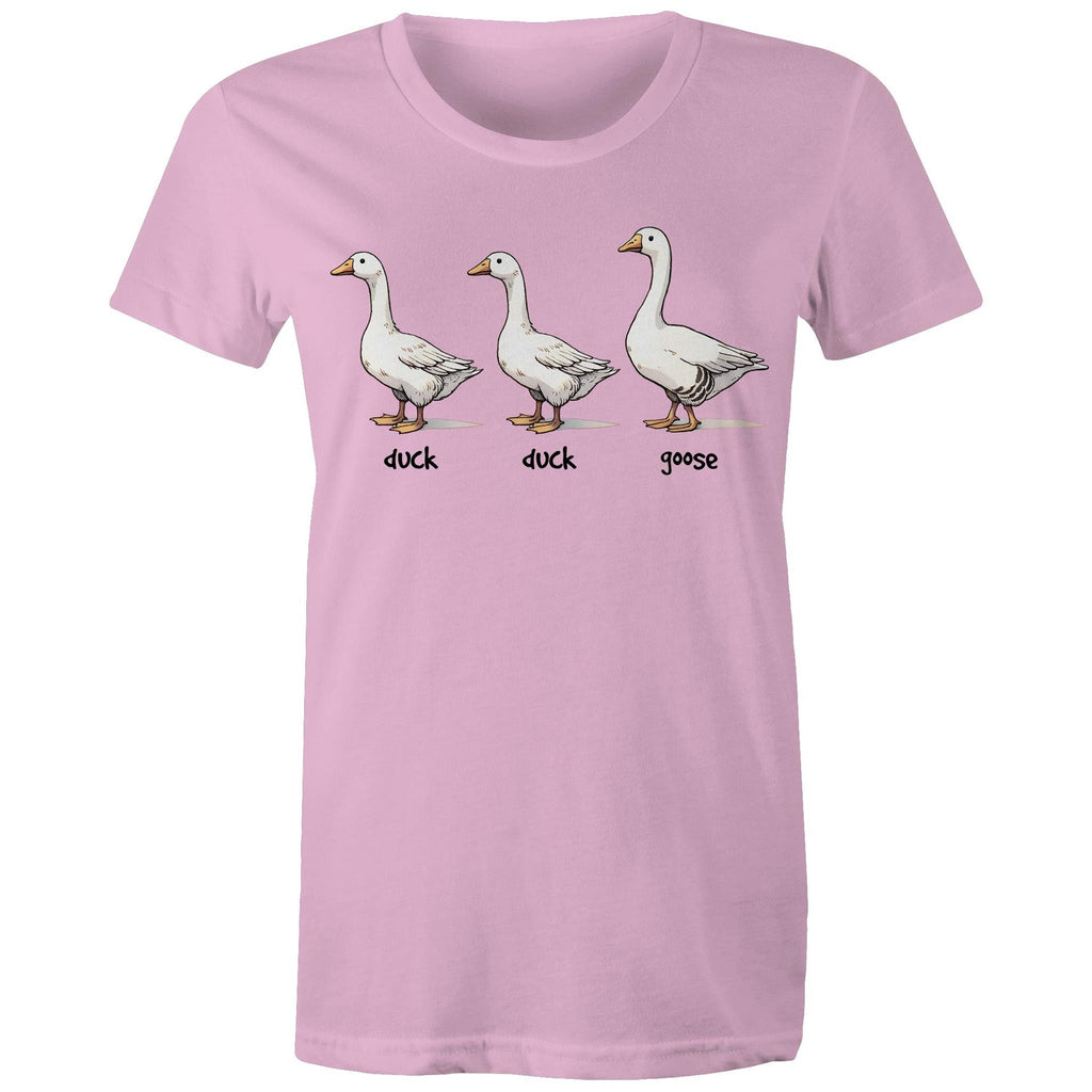 Duck Duck Goose - Womens T-shirt Pink Womens T-shirt animal Games Printed In Australia