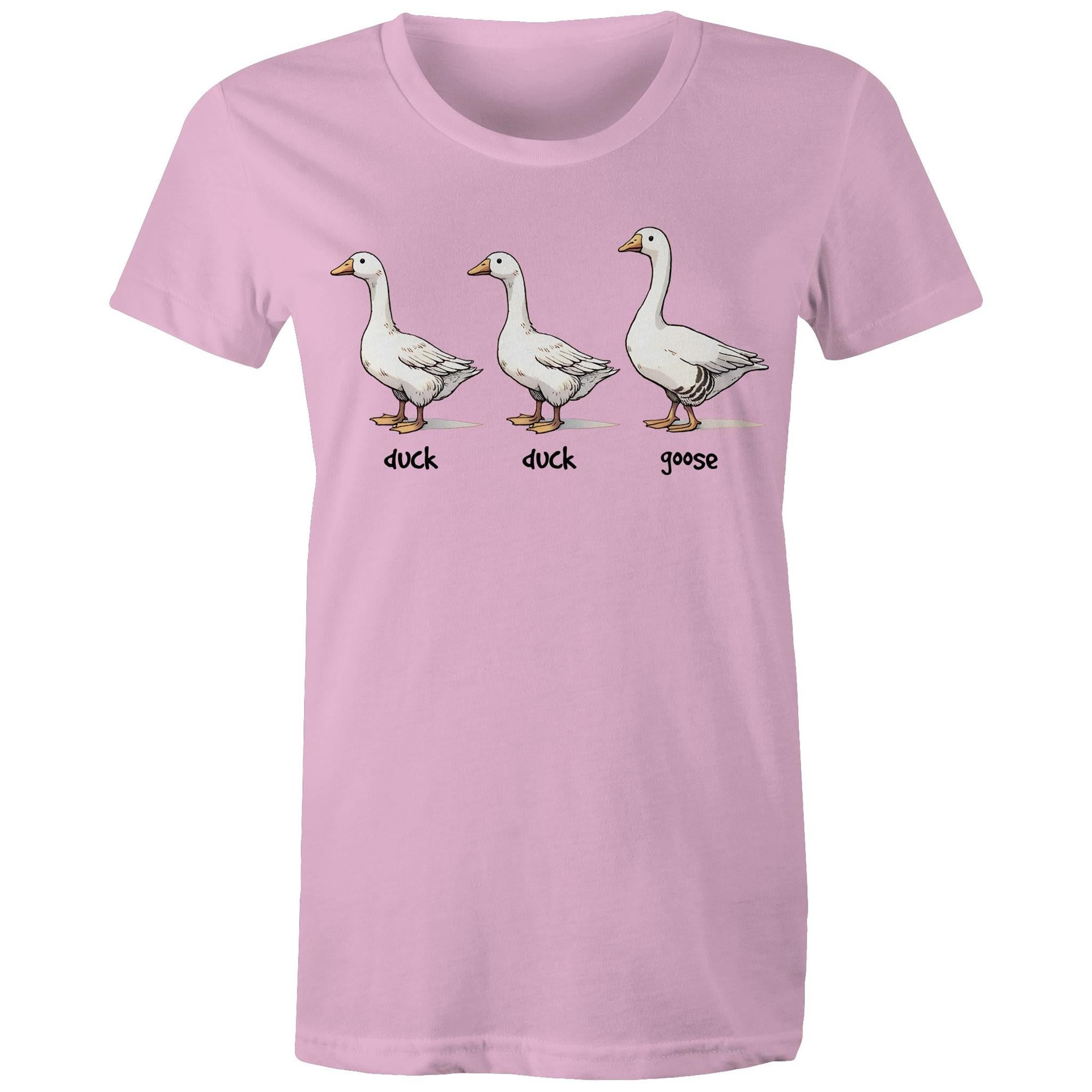 Duck Duck Goose - Womens T-shirt Pink Womens T-shirt animal Games Printed In Australia