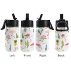 Flamingos And Cactus 12oz Kids Water Bottle with Straw Lid