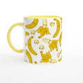 Happy Bananas - White 11oz Ceramic Mug with Colour Inside Ceramic Yellow Colour 11oz Mug food Globally Fulfilled