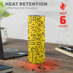 Black Squiggle On Yellow - 20oz Tall Skinny Tumbler with Lid and Straw