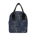 Gold Flowers On Navy Zipper Lunch Bag One Size Zipper Lunch Bag Printed Offshore