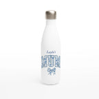 Mum, Blue Floral - White 17oz Stainless Steel Water Bottle Default Title Personalised Water Bottle customise Globally Fulfilled Initial Mum Music Name personalise
