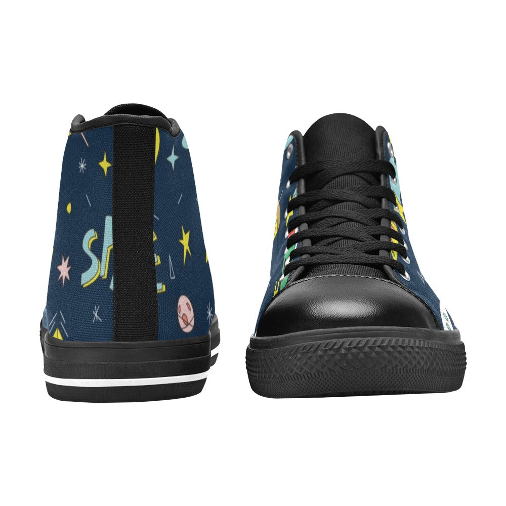 Hello Alien - Women's High Top Canvas Shoes