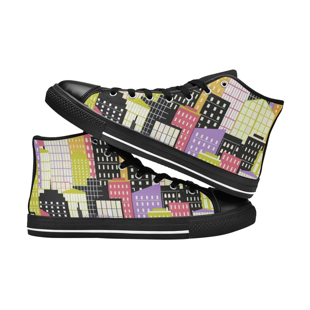 City Scape - Men's High Top Canvas Shoes