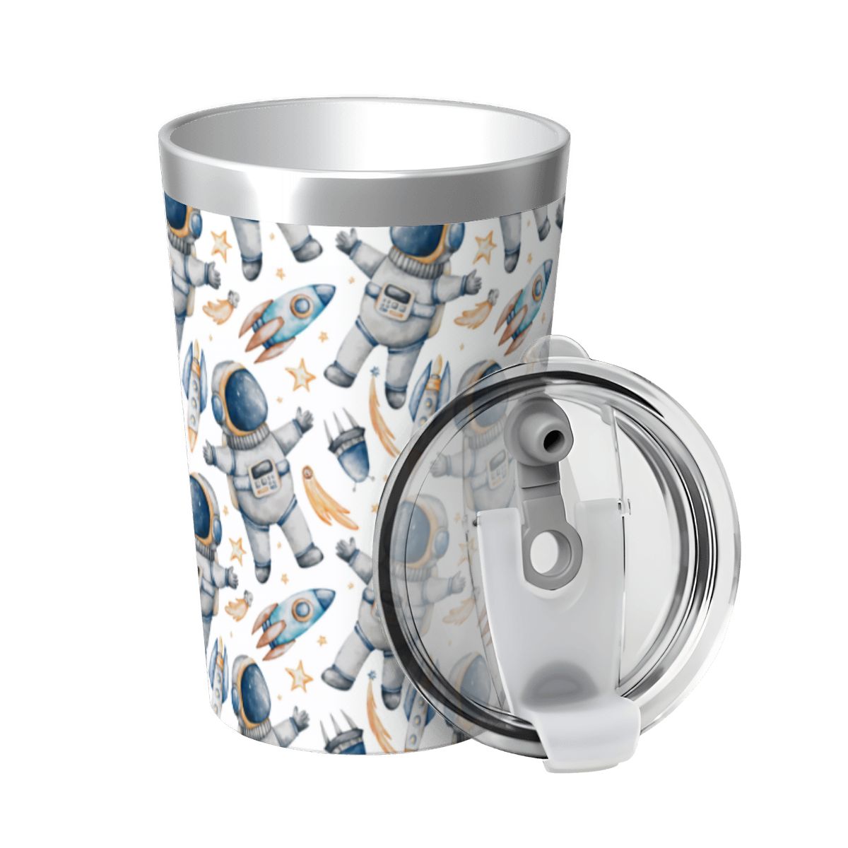 Astronauts And Rocket Ships Small Stainless Steel Travel Mug Cup 12oz/350ml