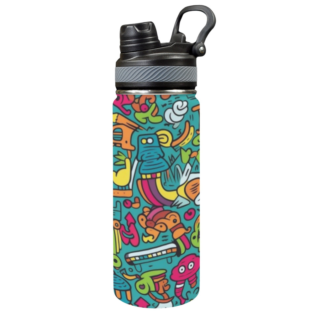 Crazy Characters - Insulated Water Bottle with Dual-Use Lid (18oz) One Size Insulated Water Bottle with Dual-Use Lid (18oz) Printed Offshore