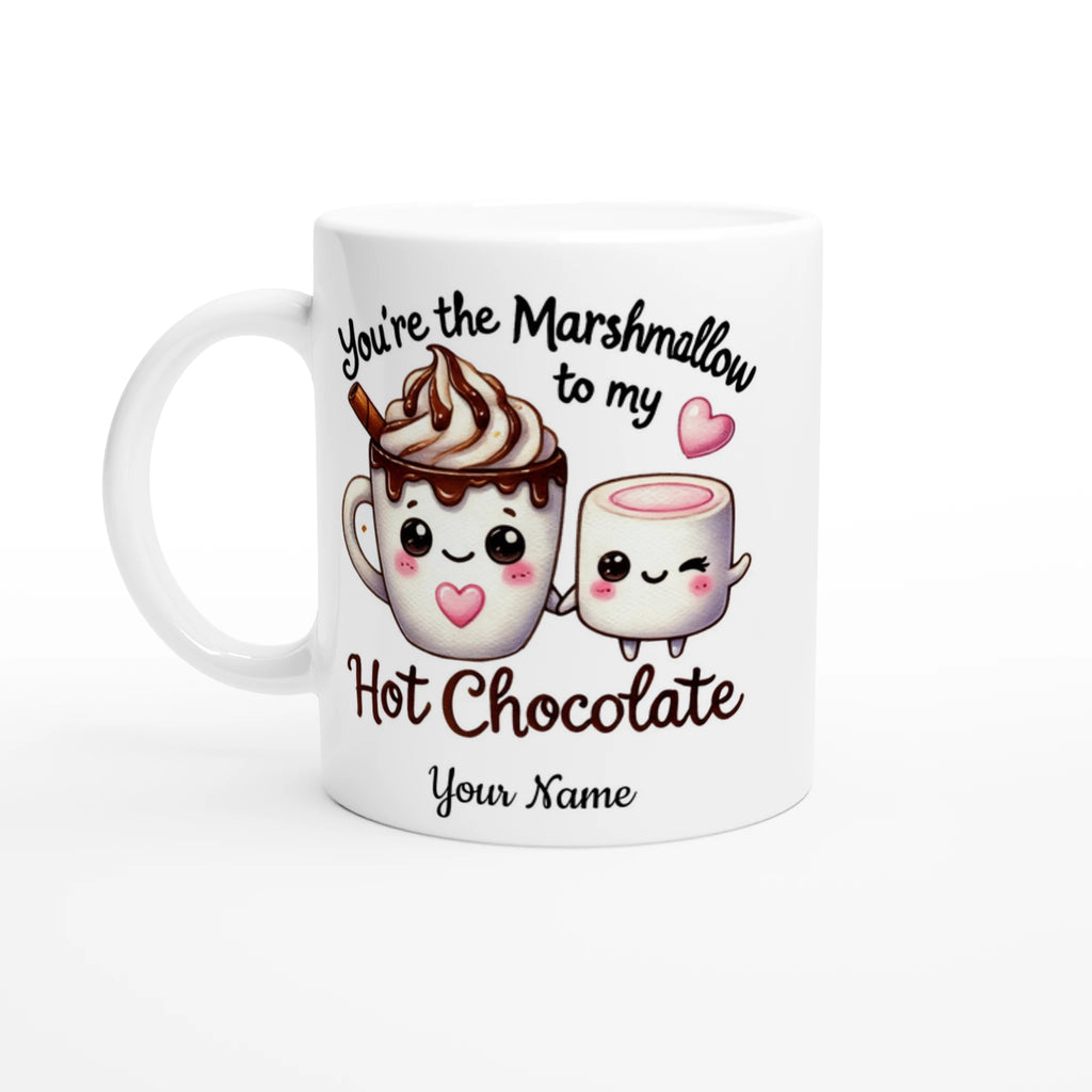 Personalised - You're The Marshmallow To My Hot Chocolate, Valentine - White 11oz Ceramic Mug with Colour Inside Ceramic White Personalised 11oz Mug