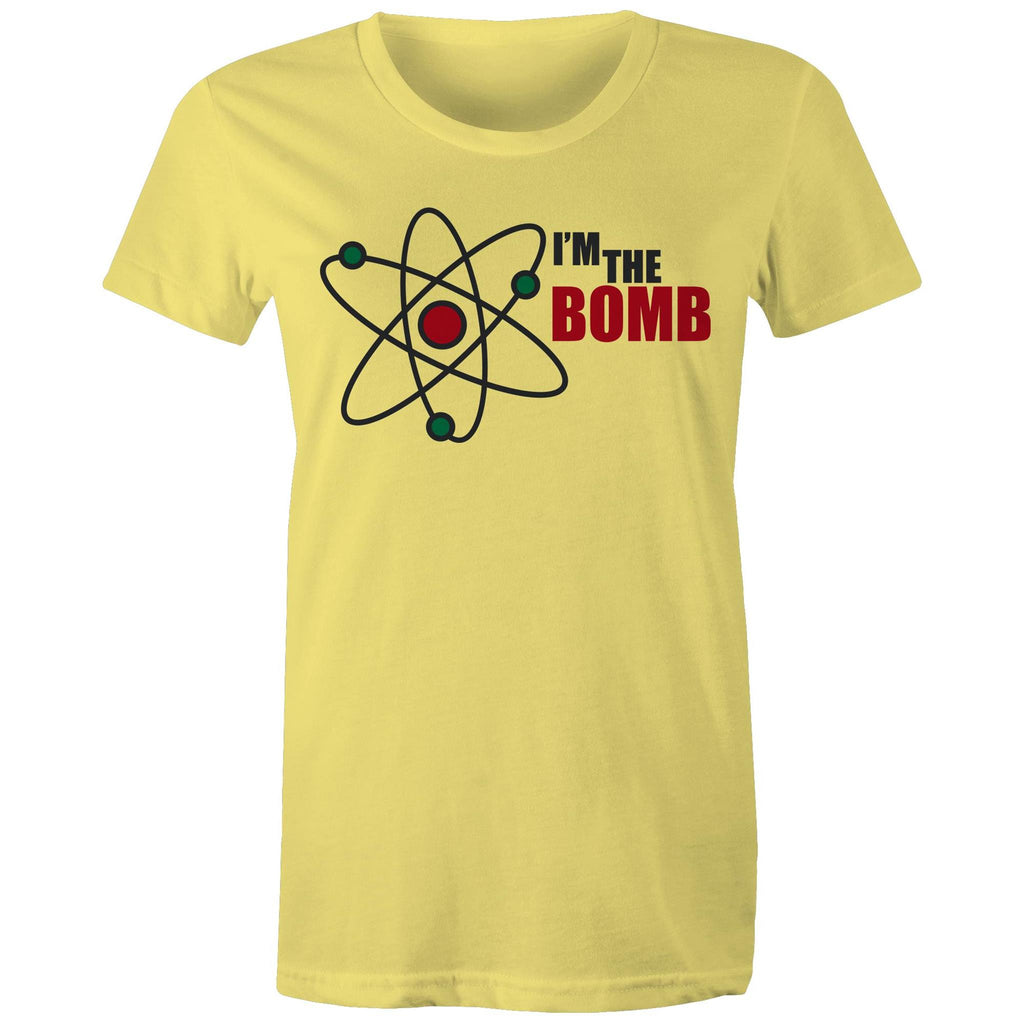 Atom, I'm The Bomb - Womens T-shirt Yellow Womens T-shirt Printed In Australia Science