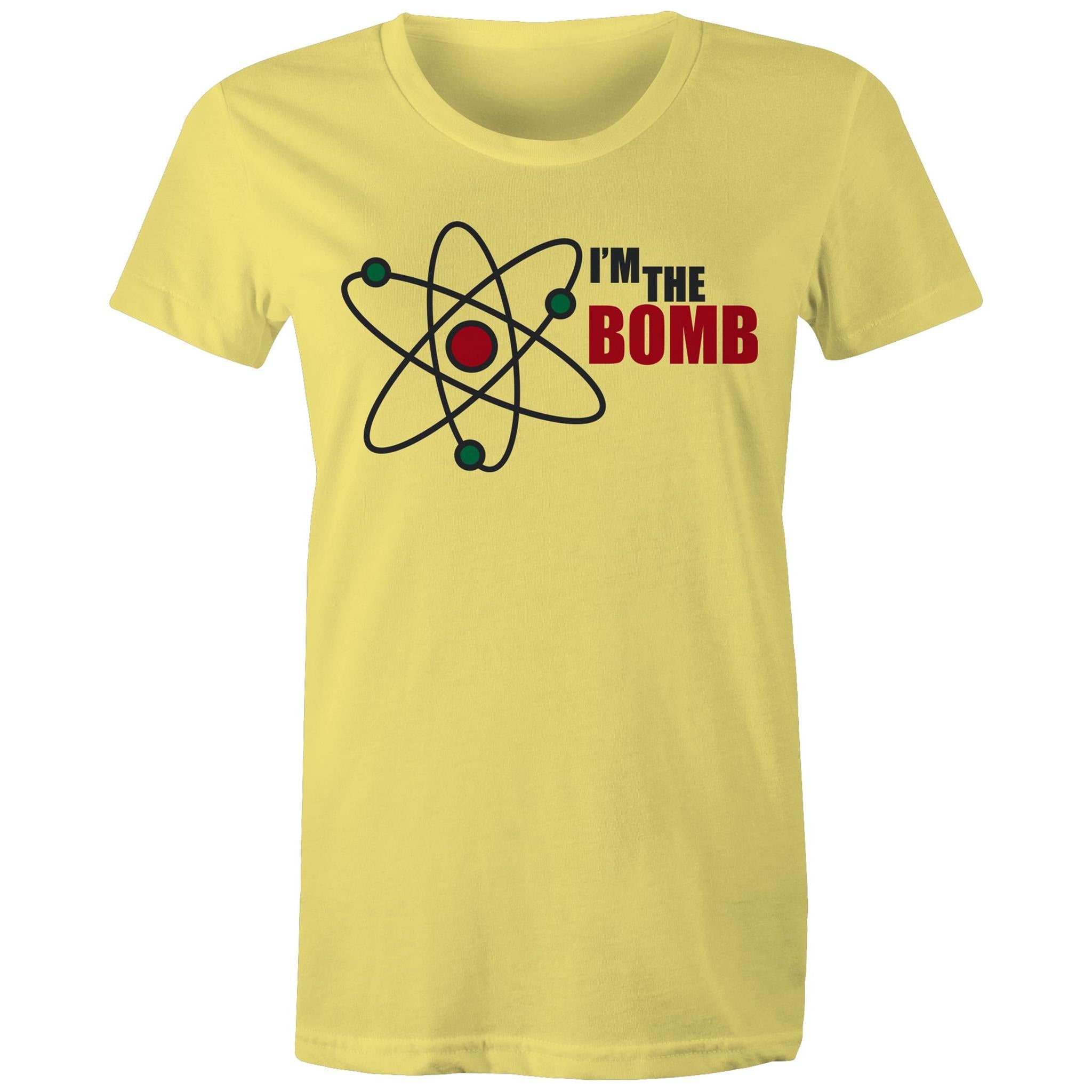 Atom, I'm The Bomb - Womens T-shirt Yellow Womens T-shirt Printed In Australia Science