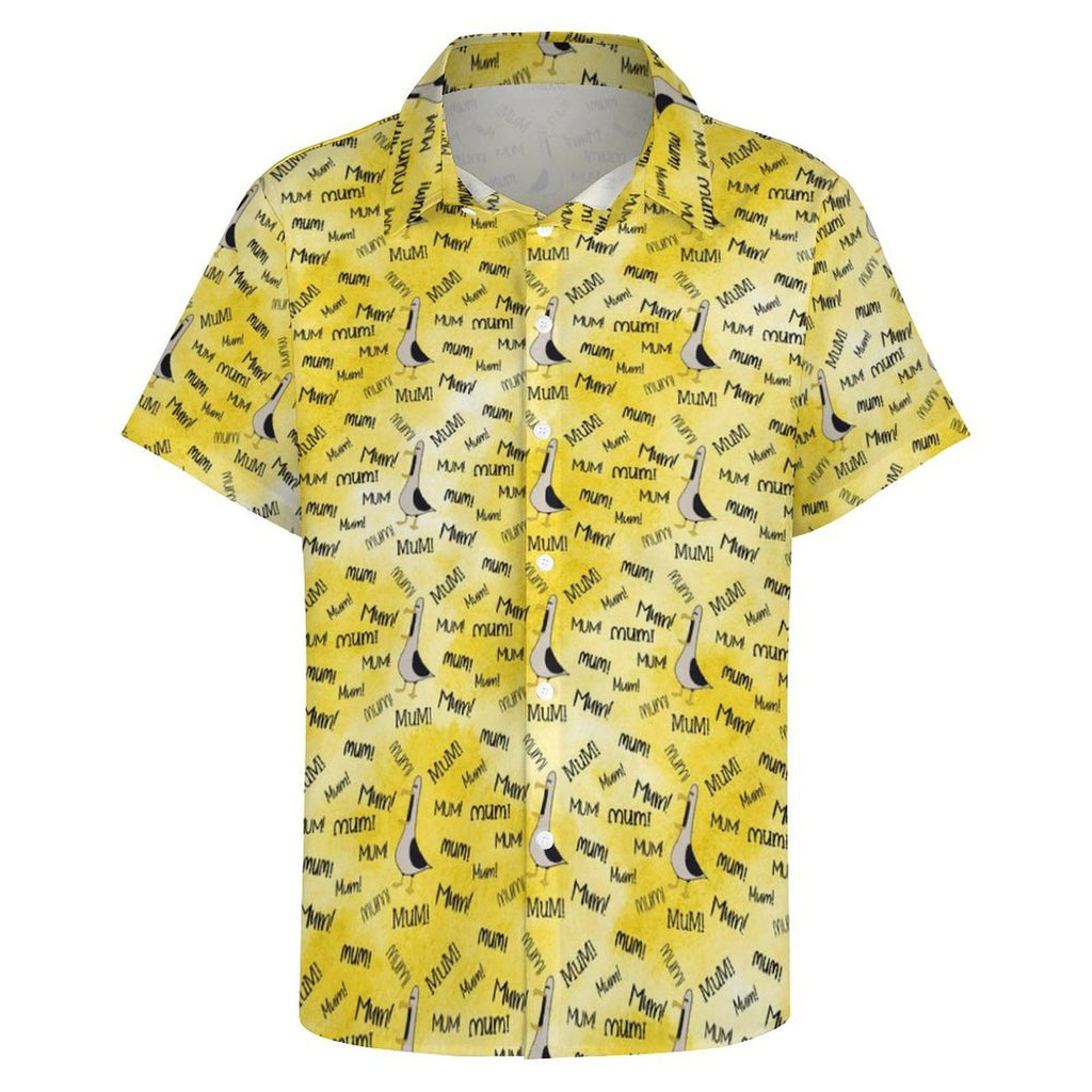 Mum Seagull Women's Collared Pocketless Short Sleeve Shirt