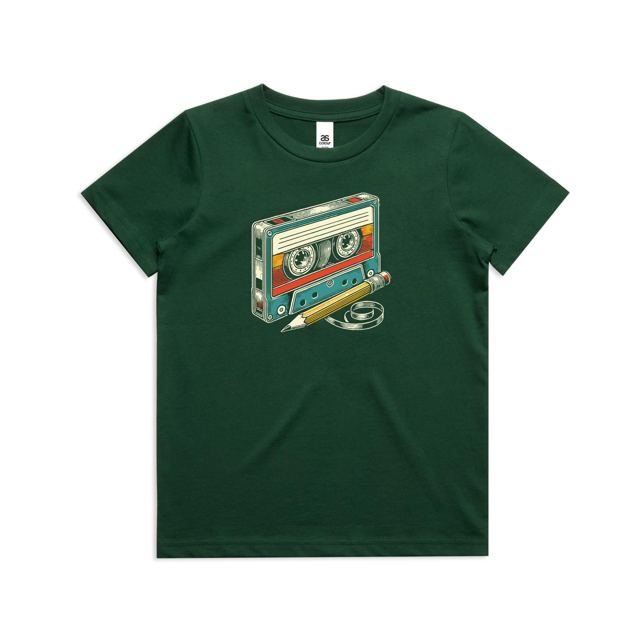 Cassette Tape And Pencil - Kids Youth Staple Tee