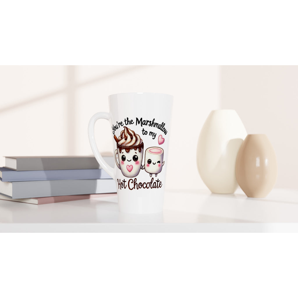 You're The Marshmallow To My Hot Chocolate, Valentine - White Latte 17oz Ceramic Mug Latte Mug Food Globally Fulfilled Love