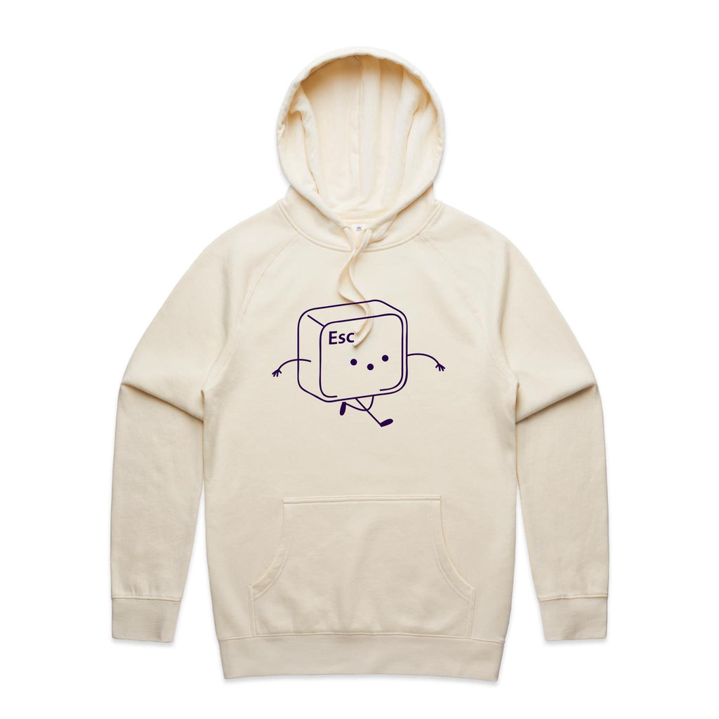 Escape Key - Mens Hoodie Ecru Mens Hoodie Printed In Australia Tech