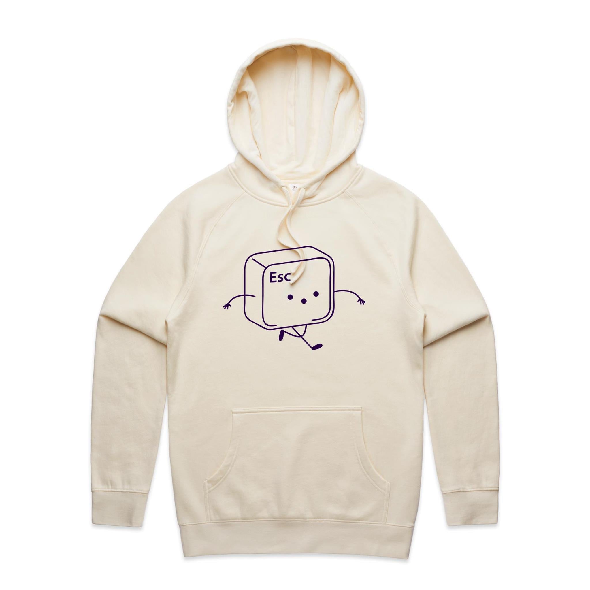 Escape Key - Mens Hoodie Ecru Mens Hoodie Printed In Australia Tech