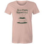 Bean There, Sipped That, Coffee - Womens T-shirt Pale Pink Womens T-shirt Coffee Printed In Australia