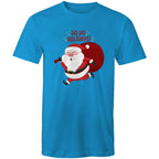 Ho Ho Holidays, Santa, Christmas - Mens T-Shirt Arctic Blue Mens Christmas T-shirt Christmas Printed In Australia