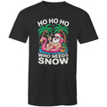 Santa, Who Needs Snow Mens T-Shirt Black Mens Christmas T-shirt Christmas Printed In Australia