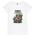 Sloth, Running? I'm More Into Sitting And Snacks Women's AS Colour V-Neck T-Shirt White Womens Active V-Neck T-shirt Fitness Printed In Australia