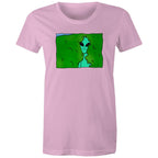 Alien Backing Into Hedge Meme - Womens T-shirt Pink Womens T-shirt Printed In Australia Sci Fi