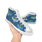 Cute Aliens in UFOs - Kids High Top Canvas Shoes