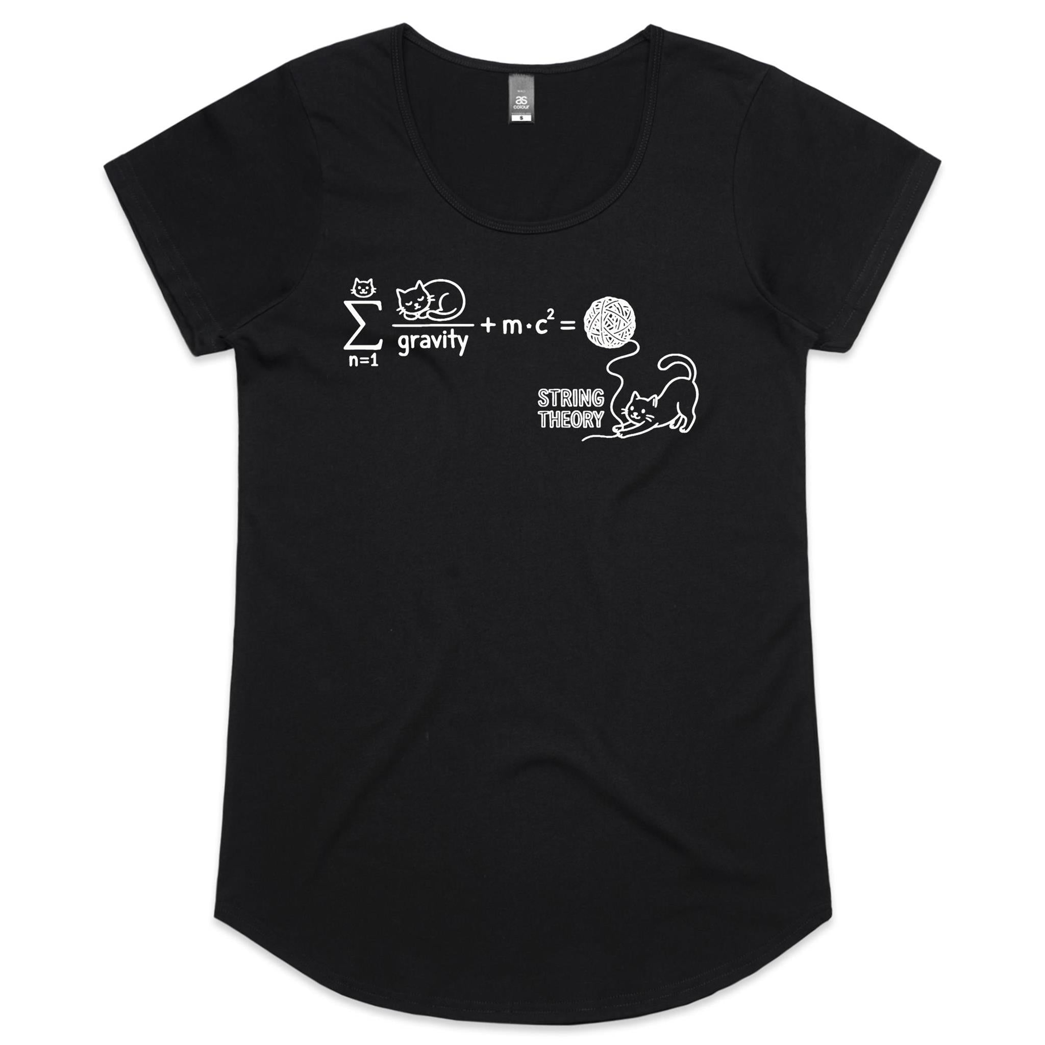 Cat String Theory Physics Women's AS Colour Scoop Neck T-Shirt