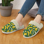 Happy Bananas Women's Fur Trim Thick-Sole Indoor Slippers Women's Fur Trimmed Slippers Food Printed Offshore