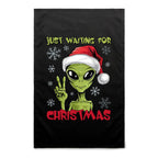 Just Waiting For Christmas - AS Colour Tea Towel Black One Size Christmas Tea Towel Christmas Printed In Australia