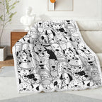 Black And White Dogs - Double-Layer Fleece Blanket 51"x59"