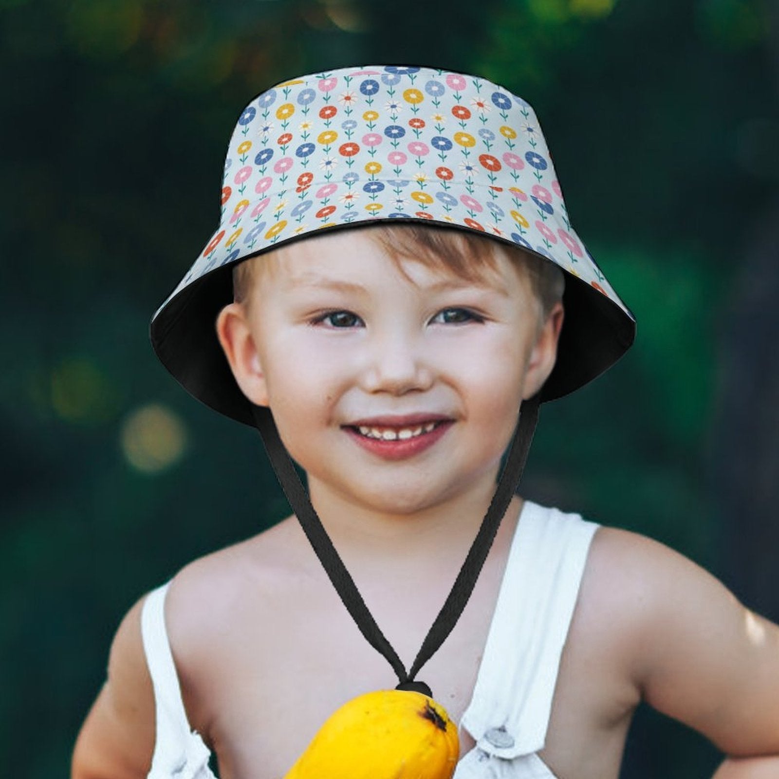 Abstract Cute Flowers Kids Bucket Hat Kids Bucket Hat Plants Printed Offshore