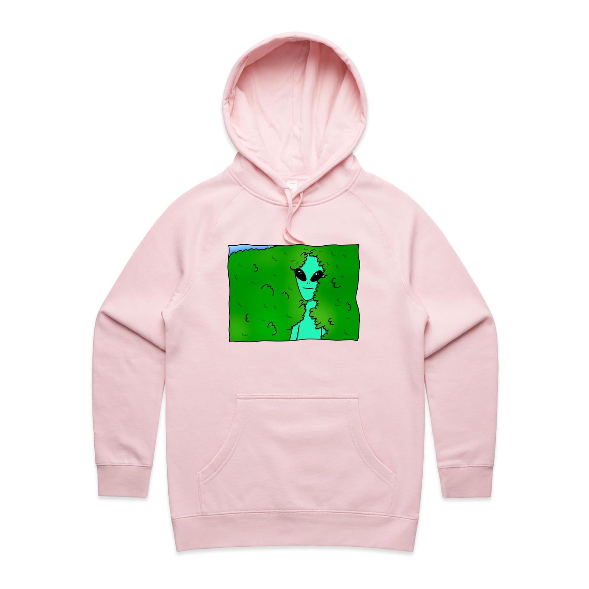 Alien Backing Into Hedge Meme - Womens Hoodie Pink Womens Hoodie Printed In Australia Sci Fi