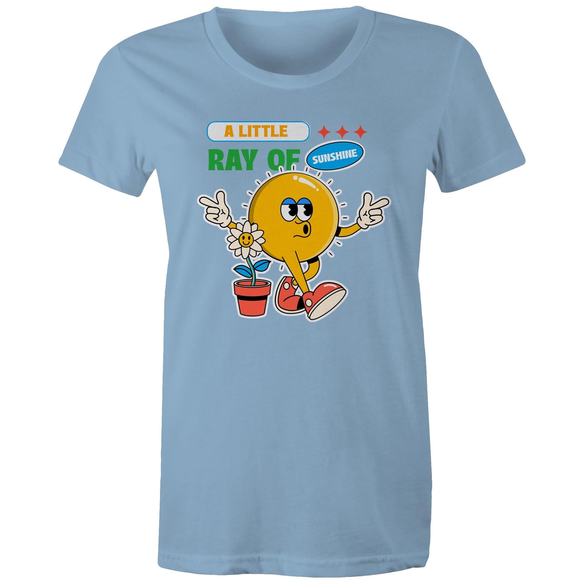 A Little Ray Of Sunshine - Womens T-shirt Carolina Blue Womens T-shirt Positivity Printed In Australia