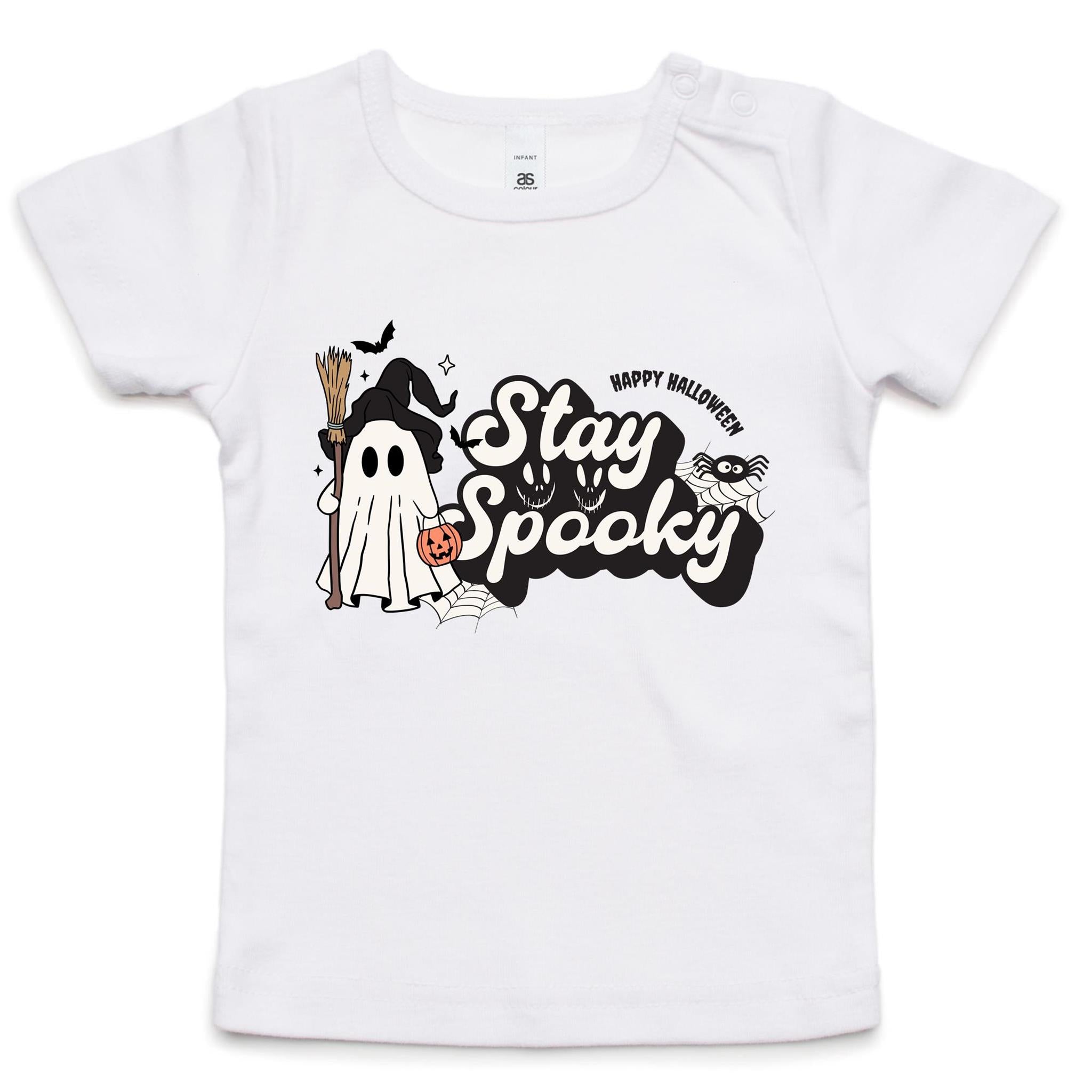 Stay Spooky, Halloween - Baby T-shirt White Baby T-shirt Halloween Printed In Australia
