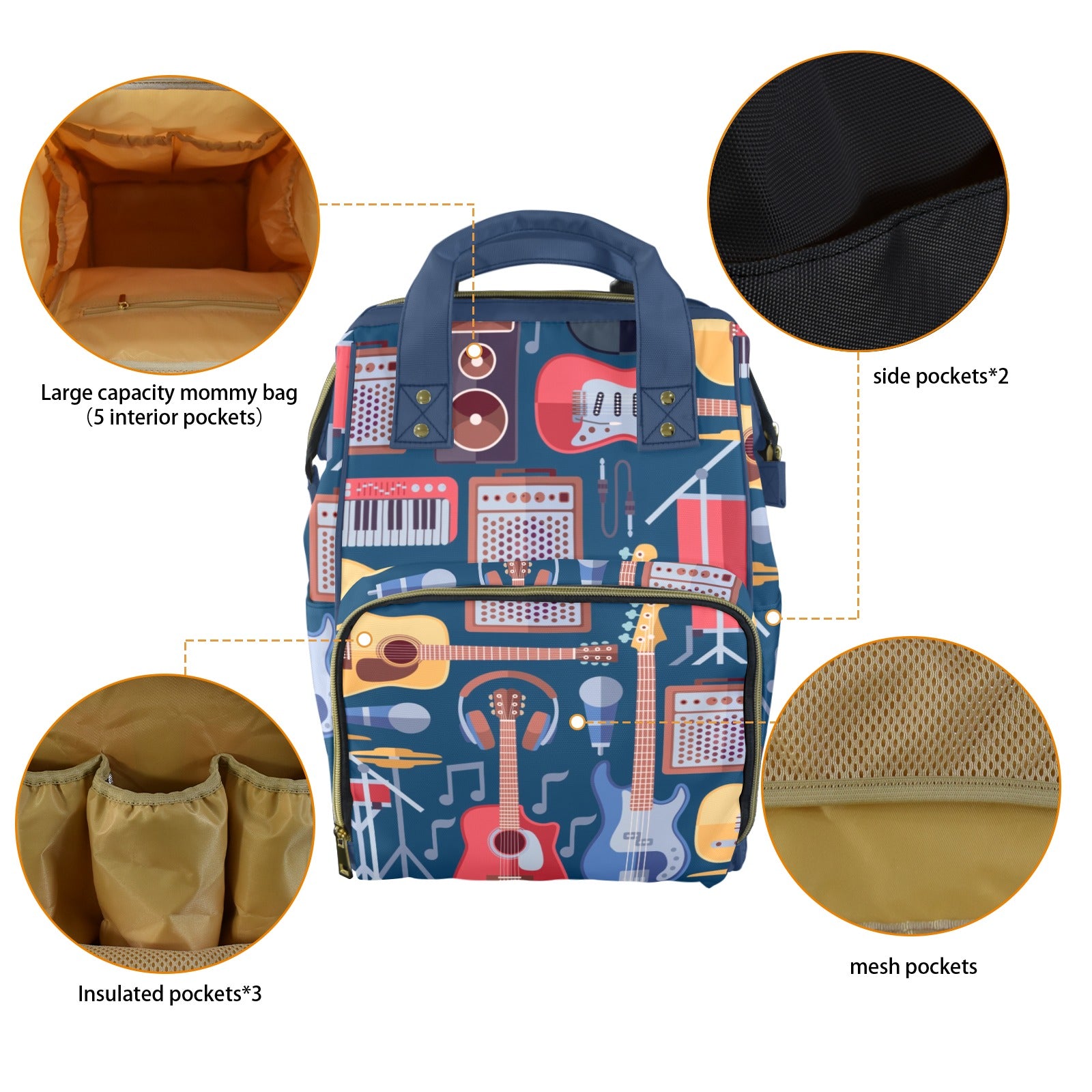 Music Instruments - Multi-Function Backpack, Nappy / Diaper Bag