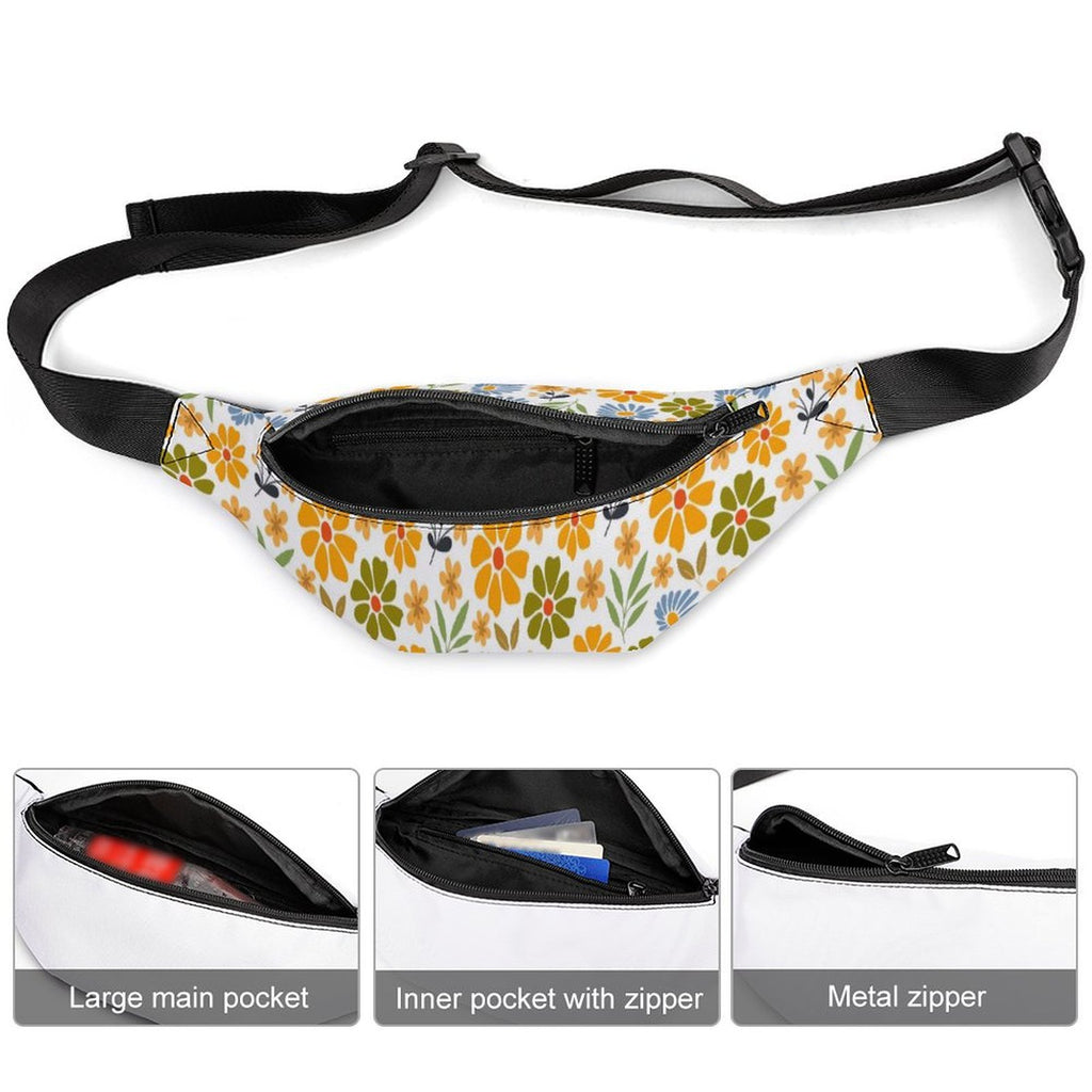 Retro Boho Flowers - Bum Bag / Fanny Pack