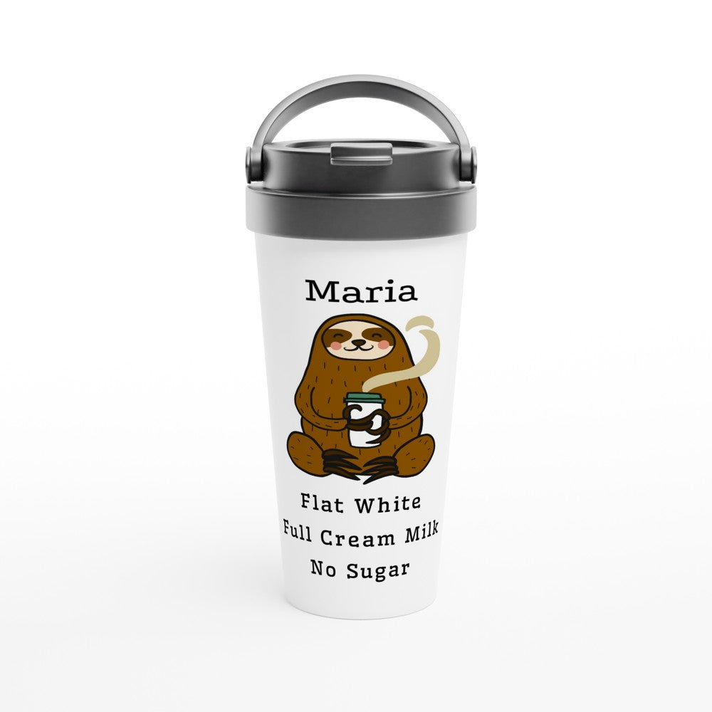 Personalised - Your Coffee Order - White 15oz Stainless Steel Travel Mug Default Title Personalised Travel Mug Coffee Customise Globally Fulfilled Personalise