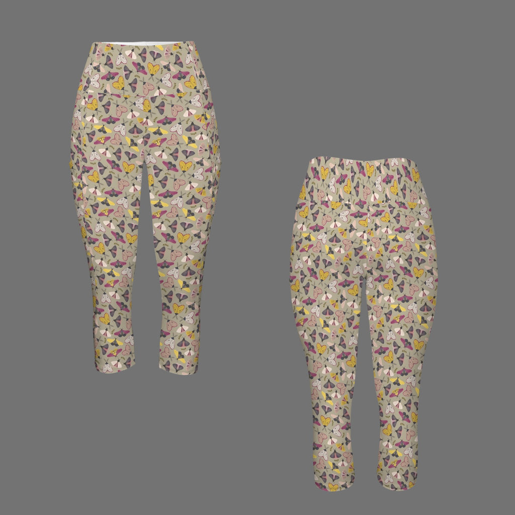 Pretty Moths Women's High Waist Pocket Capri Yoga Leggings