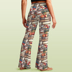 Watercolour Books High Waist Crossover Tummy Control Flare Leggings High Waist Flare Leggings Printed Offshore Reading