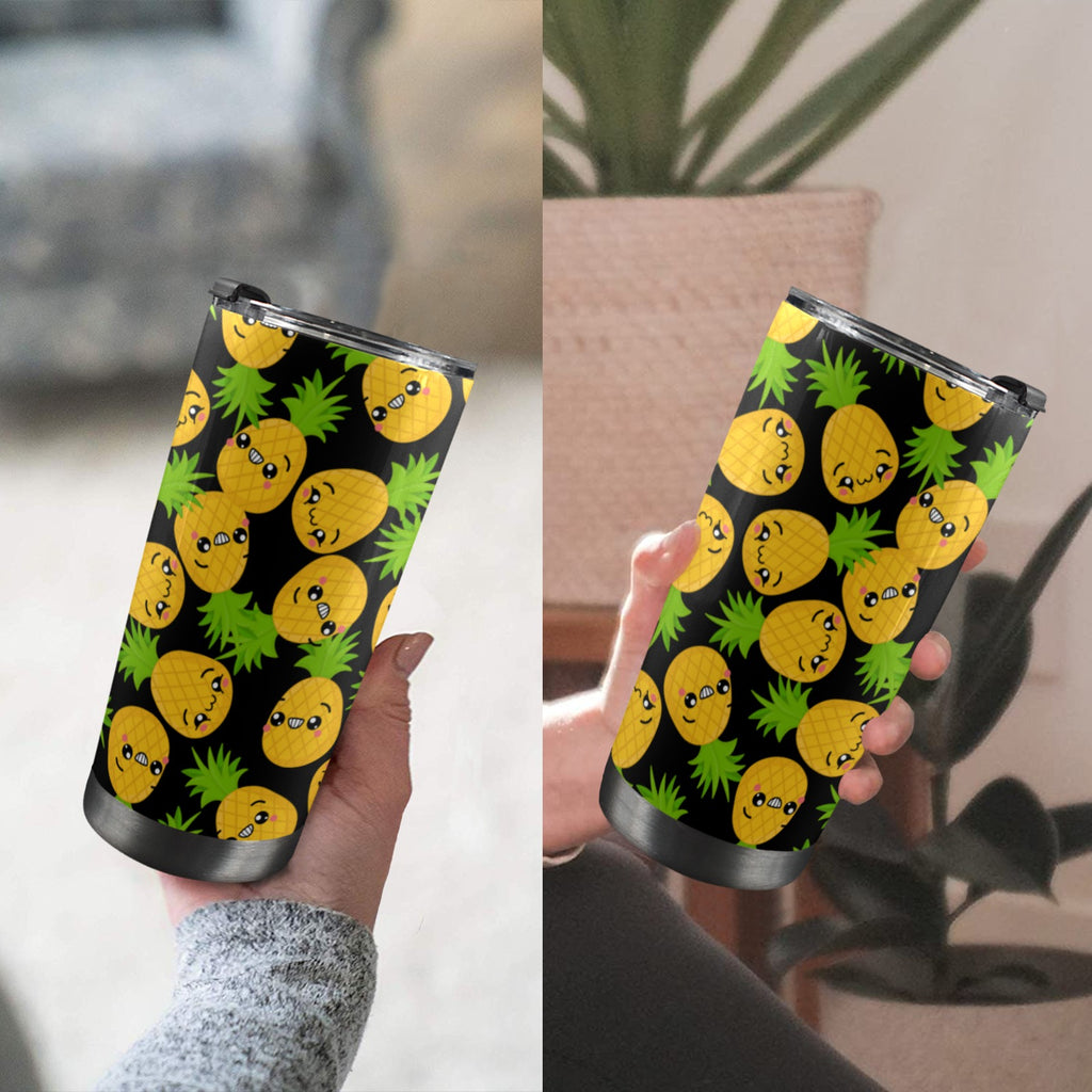 Cool Pineapples - 20oz Mobile Tumbler with Lid (Black Lock) 20oz Travel Mug Food Printed Offshore