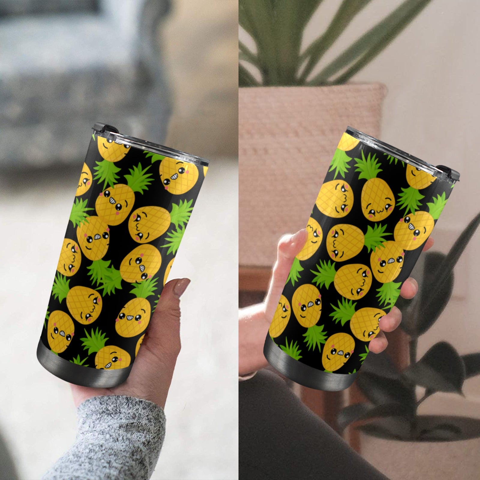 Cool Pineapples - 20oz Mobile Tumbler with Lid (Black Lock) 20oz Travel Mug Food Printed Offshore