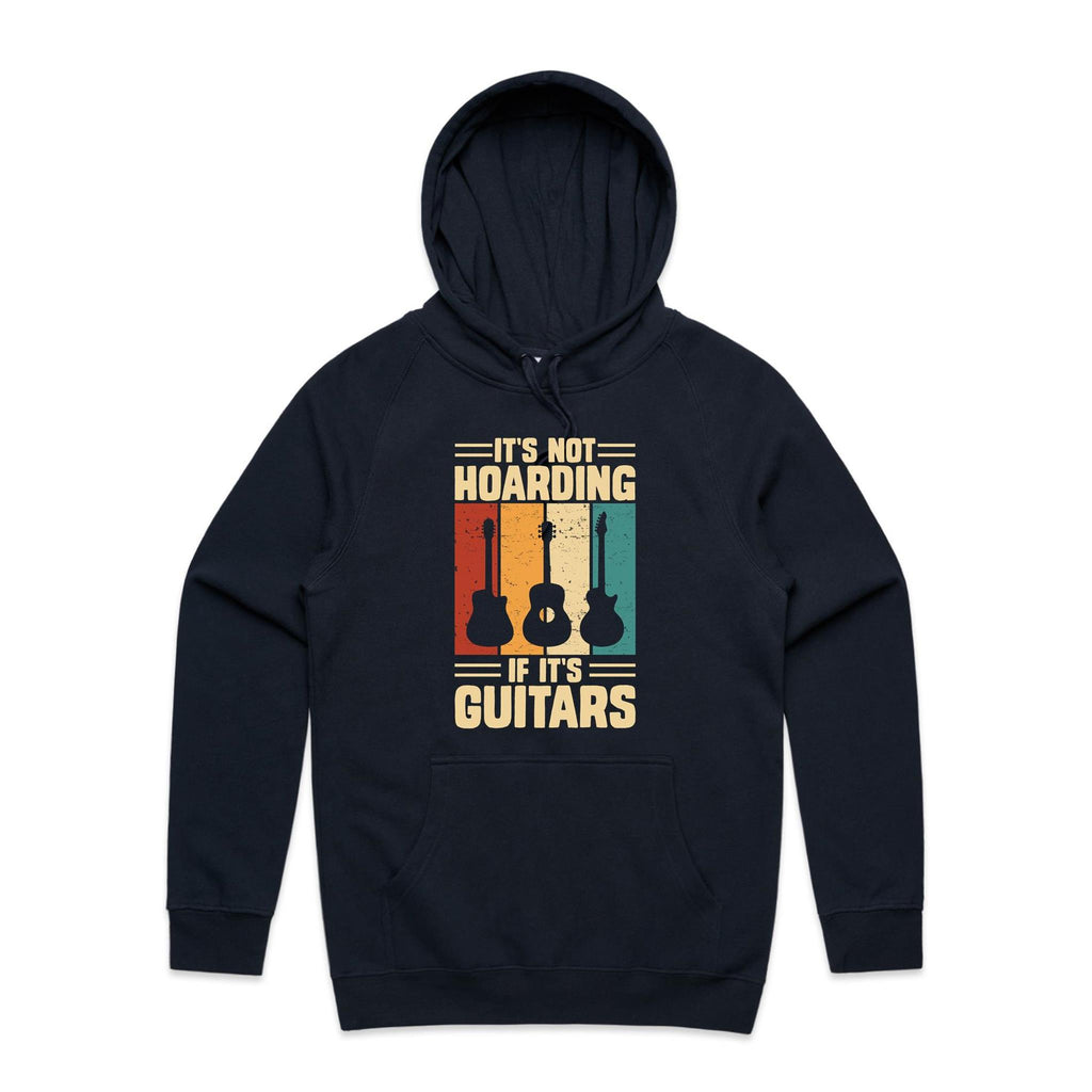 It's Not Hoarding If It's Guitars - Mens Hoodie Navy Mens Hoodie Music Printed In Australia