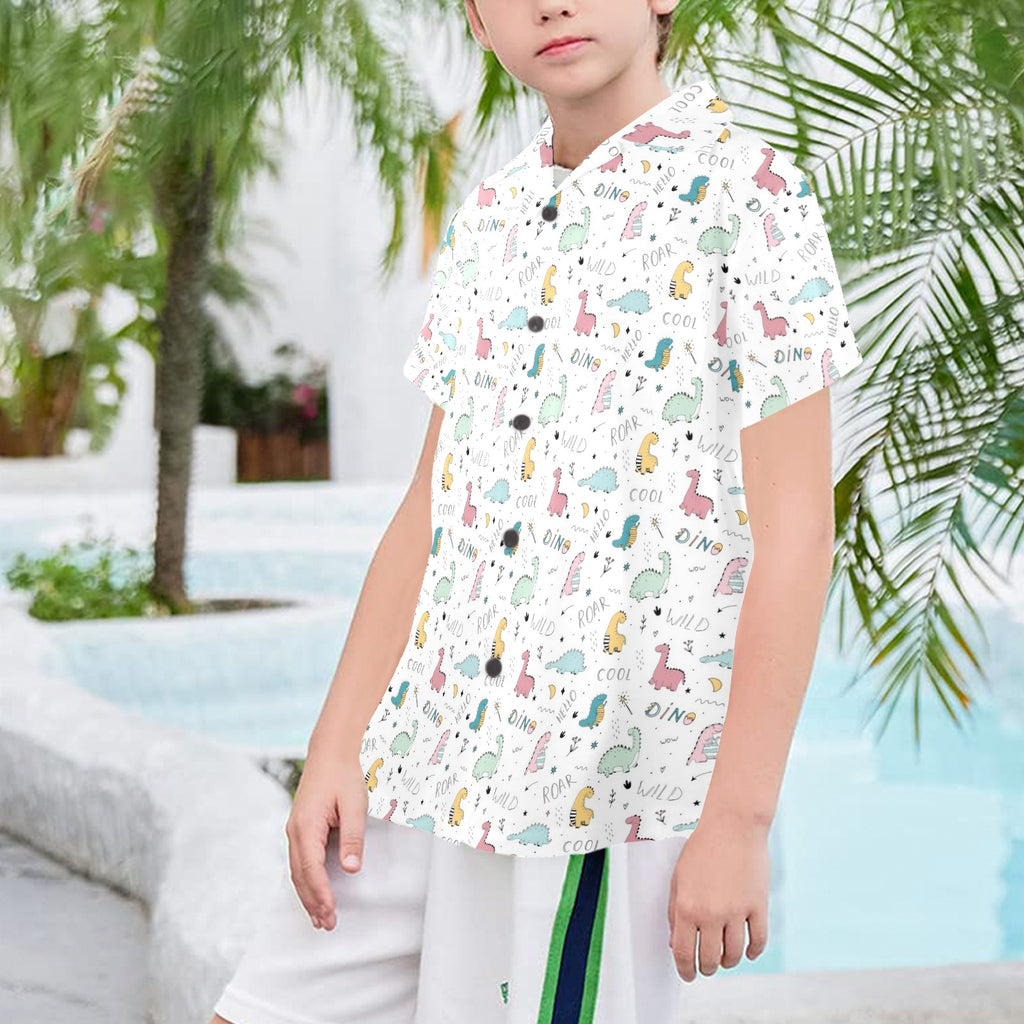 Quirky Dinosaurs Senior Kids Hawaiian Shirt