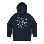 Ow! Everything Hurts Stick Figure Women's AS Colour Hoodie Navy Womens Hoodie Printed In Australia