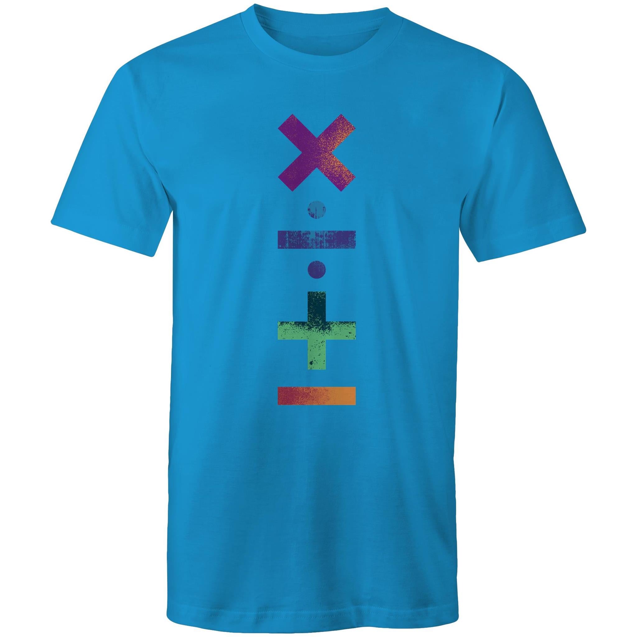 Math Symbols - Mens T-Shirt Arctic Blue Mens T-shirt Maths Printed In Australia