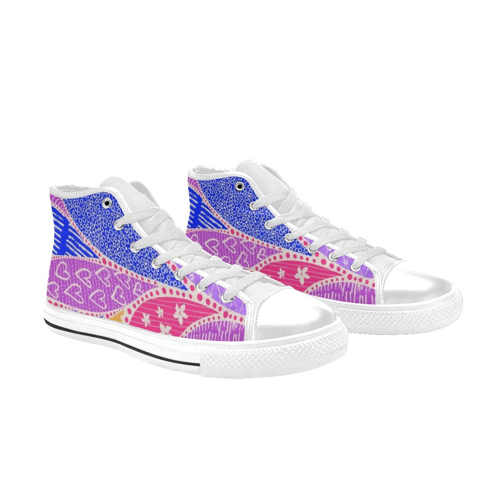 Pink Swirl - Women's High Top Canvas Shoes Womens Classic High Top Shoes Printed Offshore