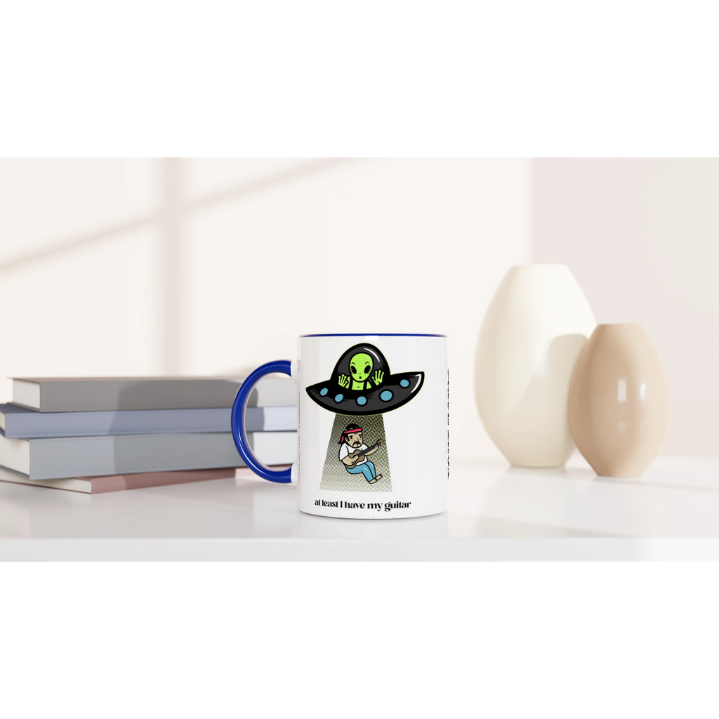 Personalised - Guitarist Alien Abduction - White 11oz Ceramic Mug with Colour InsidePersonalised - Personalised 11oz Mug customise Globally Fulfilled Music personalise Sci Fi