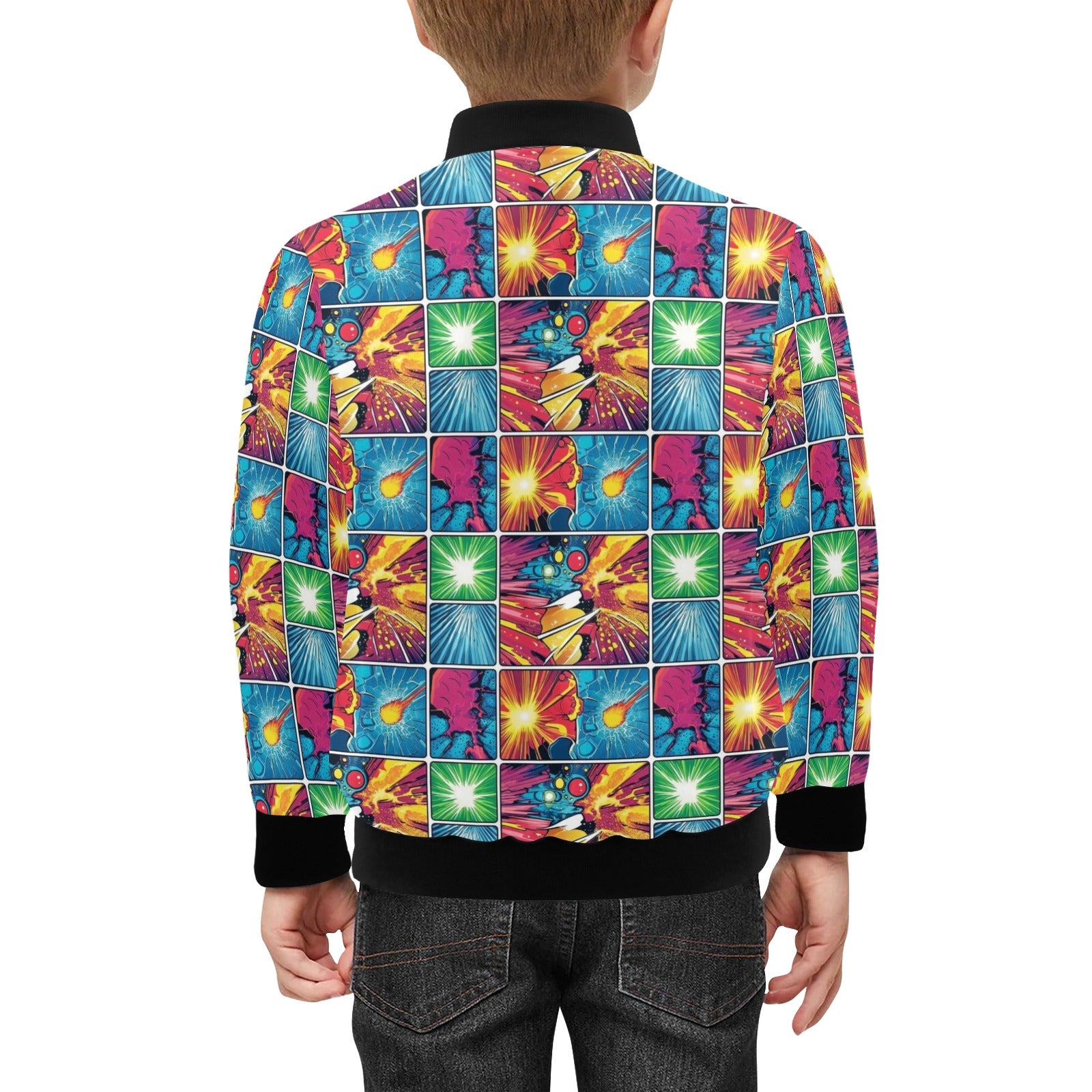 Comic Book Squares Kids Bomber Jacket